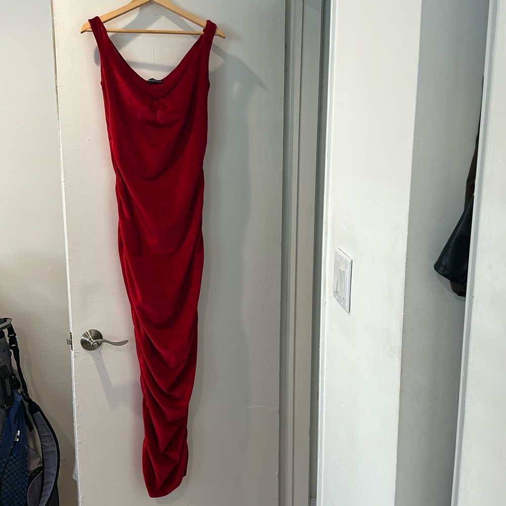 Ario Collection Los Angeles Red Velvet Holiday Dress - Size L